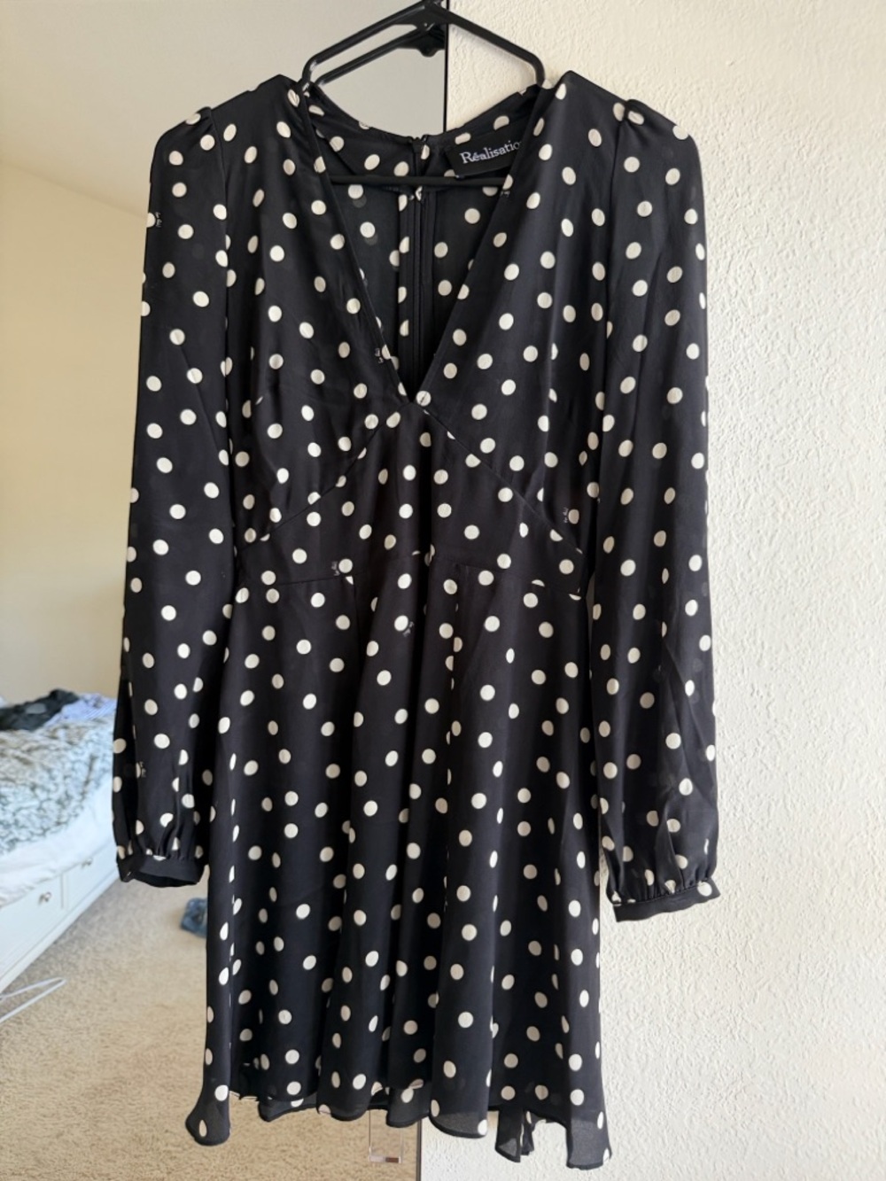 Realisation Par Black & White
Polka Dot Long Sleeve Mini
 Dress